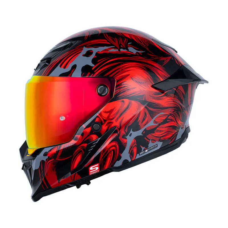 CASCO INTEGRAL SHAFT PRO 615 DOBLE VISOR WEREWOLF NEGRO ROJO BRILLO (S)
