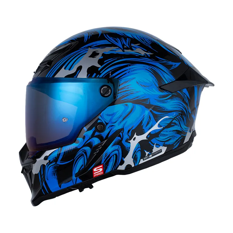 [198997] CASCO INTEGRAL SHAFT PRO 615 DOBLE VISOR WEREWOLF NEGRO AZUL BRILLO (S)