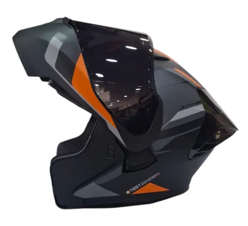 CASCO ABATIBLE ICH 3130 DOBLE VISOR ORIKA NEGRO GRIS OSCURO NARANJA MATE VISOR NEGRO (S)