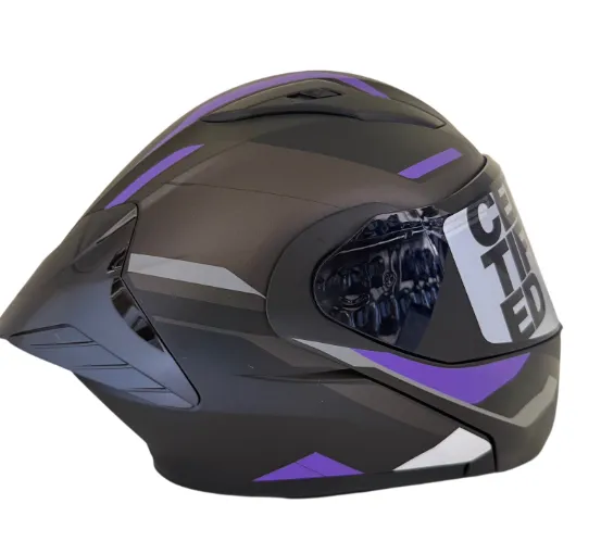 CASCO ABATIBLE ICH 3130 DOBLE VISOR ORIKA NEGRO GRIS OSCURO MORADO MATE VISOR NEGRO