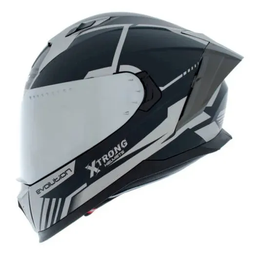 CASCO INTEGRAL XTRONG M69 GLITCH GRIS MATE VISOR PLATEADO