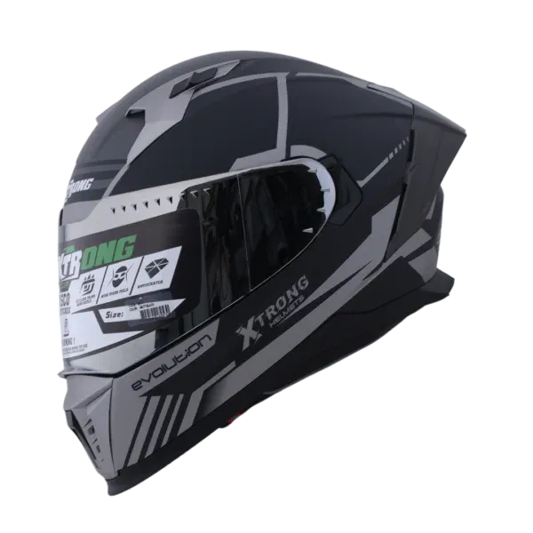 CASCO INTEGRAL XTRONG M69 GLITCH GRIS MATE VISOR PLATEADO (S)