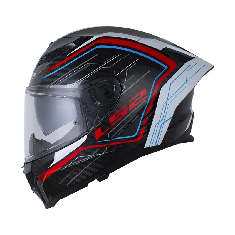 CASCO INTEGRAL LS2 807 CARBONO SUBIC ROJO AZUL  (S)