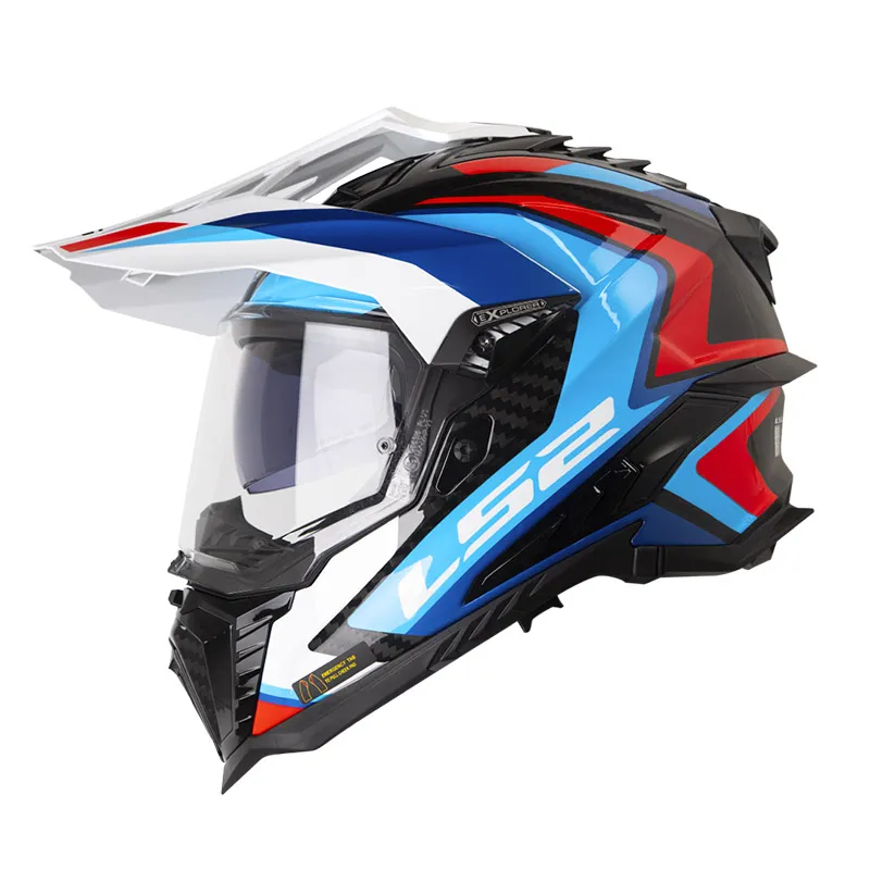 CASCO MULTIPROPOSITO LS2 MX701 PLUS CARBONO FRONTIER II BLANCO AZUL BRILLO (S)