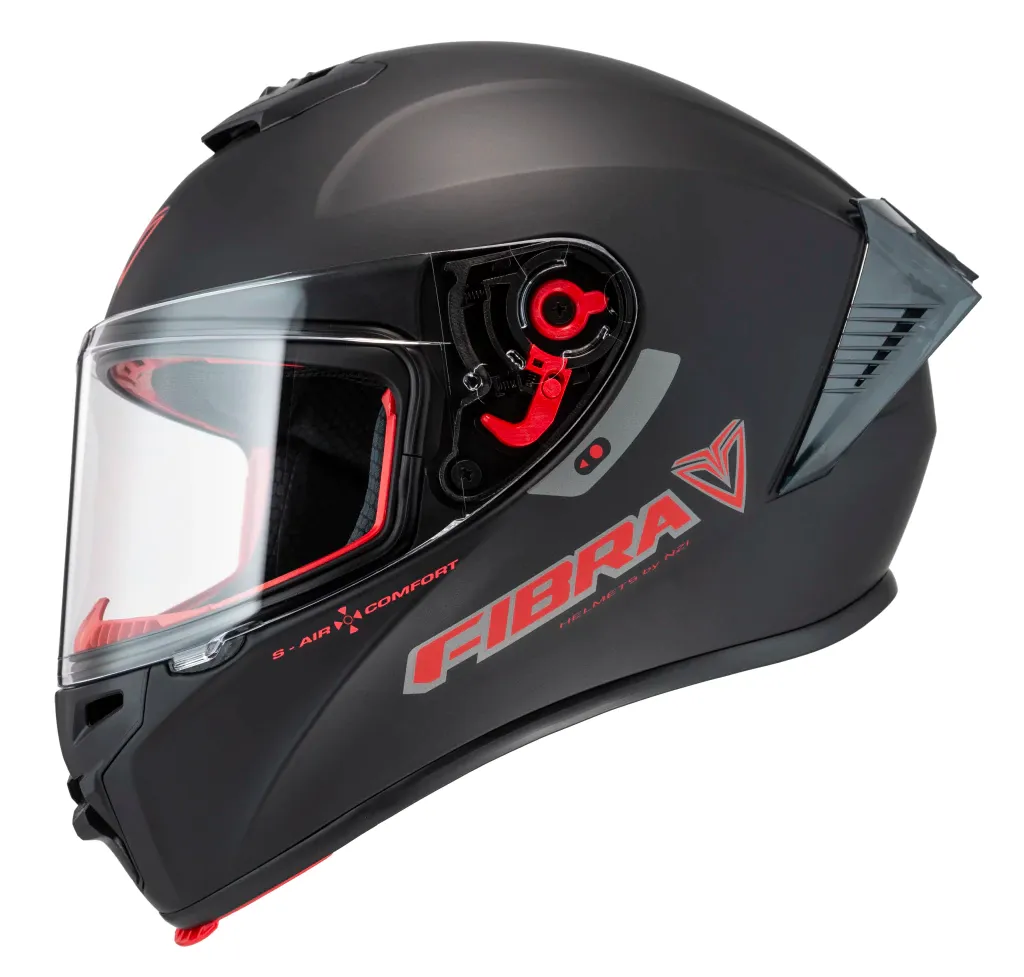 CASCO INTEGRAL FIBRA GIGA 2 STREAM CHROMA NEGRO ROJO MATE