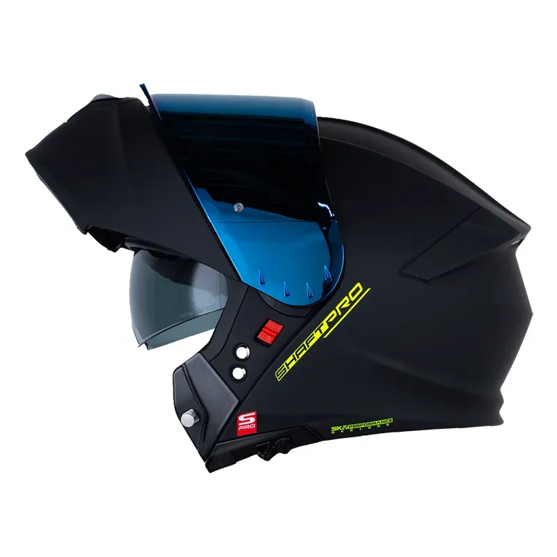 [197157] CASCO ABATIBLE SHAFT PRO 4000 EVO DOBLE VISOR SOLID NEGRO AMARILLO MATE (S)