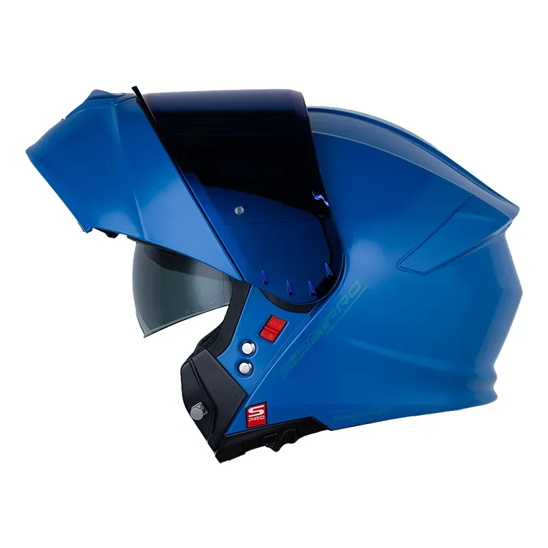 [197150] CASCO ABATIBLE SHAFT PRO 4000 EVO DOBLE VISOR SOLID AZUL OSCURO AZUL BRILLO (S)