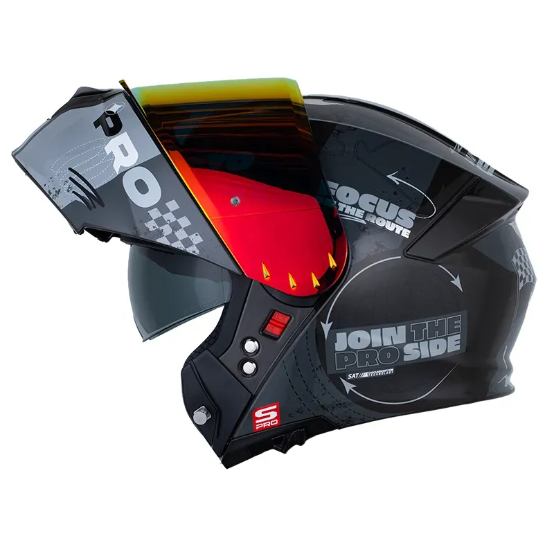 [197142] CASCO ABATIBLE SHAFT PRO 4000 EVO DOBLE VISOR RACING GRIS OSCURO GRIS BRILLO (S)
