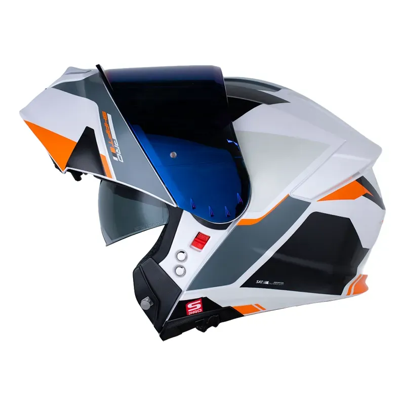 [197168] CASCO ABATIBLE SHAFT PRO 4000 EVO DOBLE VISOR THUON BLANCO PERLA NARANJA BRILLO (S)