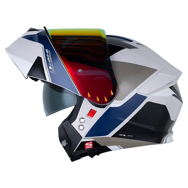 CASCO ABATIBLE SHAFT PRO 4000 EVO DOBLE VISOR THUON ARENA CLARO BLANCO BRILLO