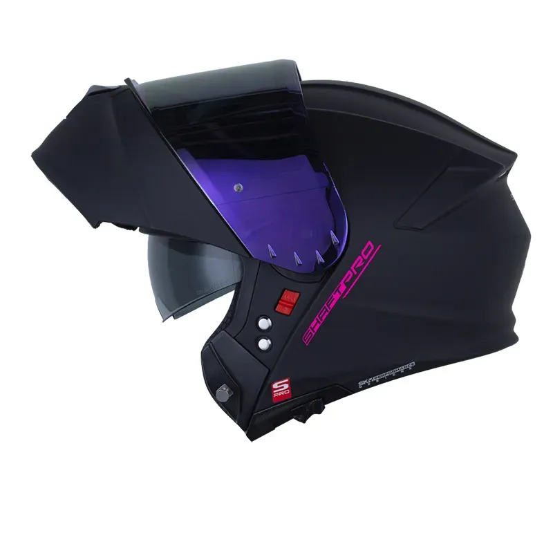 CASCO ABATIBLE SHAFT PRO 4000 EVO DOBLE VISOR SOLID NEGRO FUCSIA MATE (S)