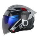 CASCO ABIERTO SHAFT PRO 343 DOBLE VISOR AIRFORCE CROMA METALIZADO GRIS OSCURO BRILLO