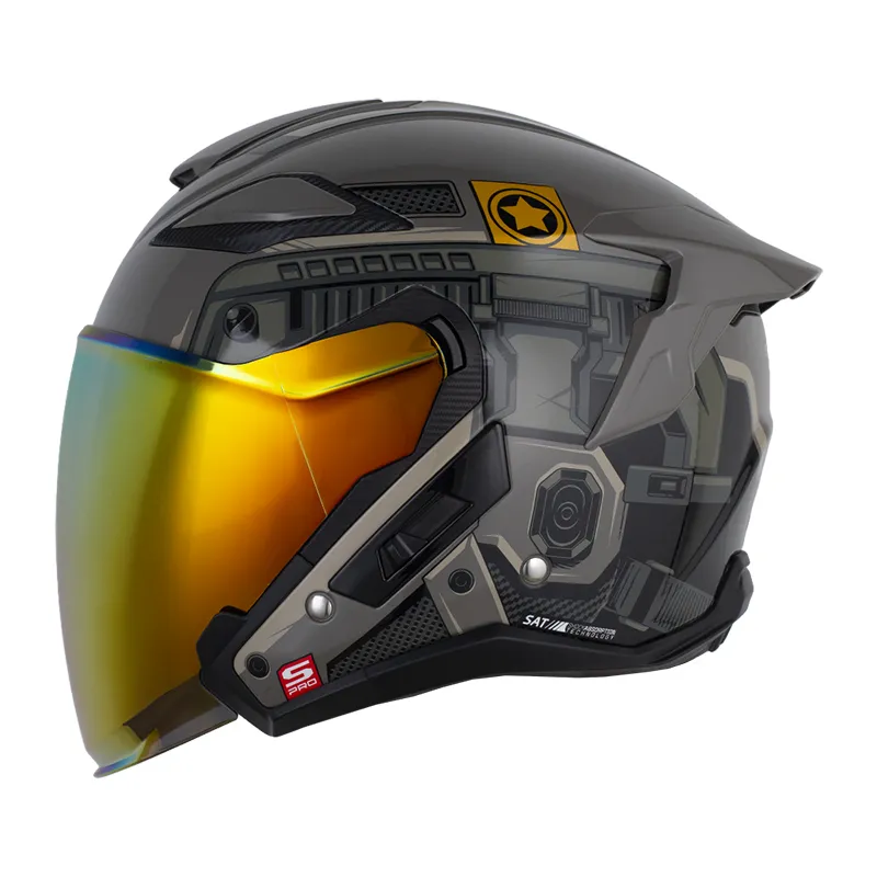 CASCO ABIERTO SHAFT PRO 343 DOBLE VISOR AIRFORCE ARENA OSCURO ARENA OSCURO BRILLO (S)