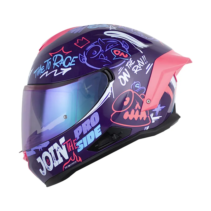 CASCO INTEGRAL SHAFT PRO 614 DOBLE VISOR STREET KO MORADO ROSADO BRILLO
