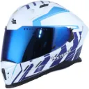 CASCO INTEGRAL XTRONG M69 MACH 1 BLANCO AZUL BRILLO VISOR AZUL