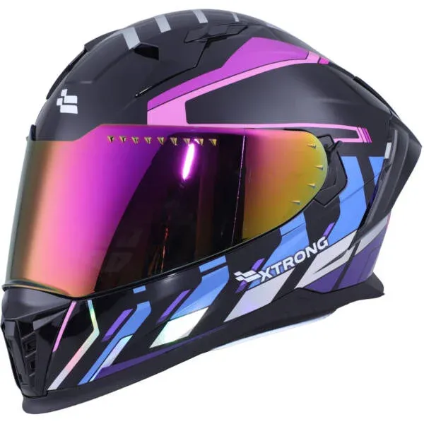 CASCO INTEGRAL XTRONG M69 MACH 1 NEGRO FUCSIA MORADO BRILLO VISOR MORADO