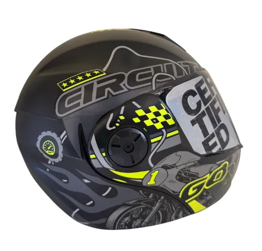 CASCO ABATIBLE ICH 3110 DOBLE VISOR LAP RUSH NEGRO GRIS OSCURO AMARILLO MATE VISOR NEGRO (S)