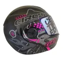 CASCO ABATIBLE ICH 3110 DOBLE VISOR LAP RUSH NEGRO GRIS OSCURO FUCSIA MATE VISOR AZUL