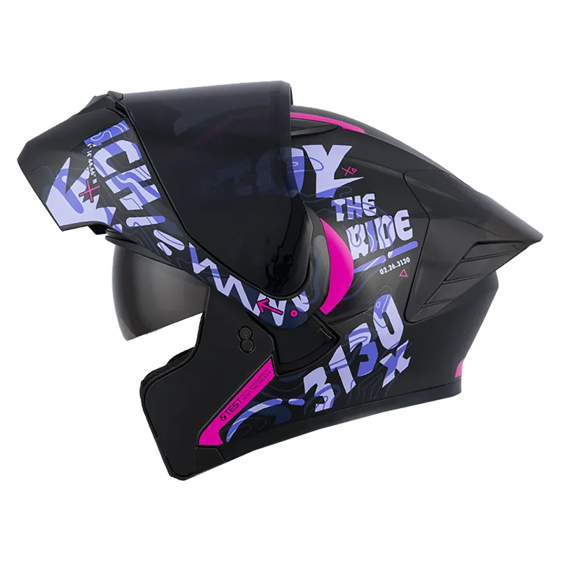 [207002] CASCO ABATIBLE ICH 3130 DOBLE VISOR SCALE NEGRO MORADO CLARO MATE VISOR NEGRO (S)
