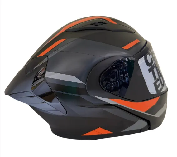 CASCO ABATIBLE ICH 3130 DOBLE VISOR ORIKA NEGRO GRIS OSCURO NARANJA MATE