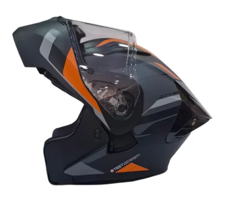 CASCO ABATIBLE ICH 3130 DOBLE VISOR ORIKA NEGRO GRIS OSCURO NARANJA MATE VISOR TRANSPARENTE (S)