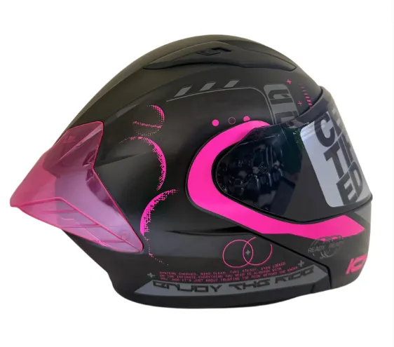 CASCO ABATIBLE ICH 3130 DOBLE VISOR OUTSIDE NEGRO GRIS OSCURO FUCSIA MATE