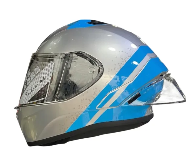CASCO INTEGRAL ZEUS 826 BK10 PLATA AZUL BRILLO