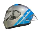 CASCO INTEGRAL ZEUS 826 BK10 PLATA AZUL BRILLO