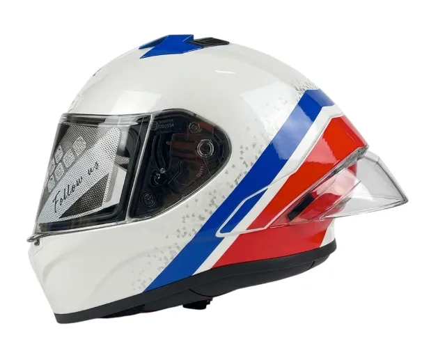 CASCO INTEGRAL ZEUS 826 BK10 BLANCO ROJO AZUL BRILLO
