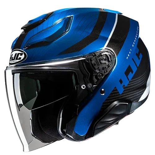 CASCO ABIERTO HJC F31 NABY MC2 AZUL NEGRO BRILLO (S)