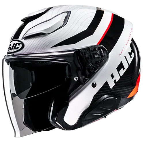 CASCO ABIERTO HJC F31 NABY MC1 ROJO BLANCO BRILLO