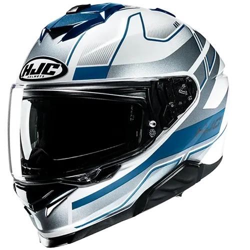 CASCO INTEGRAL HJC i71 IORIX MC2 BLANCO AZUL BRILLO (S)