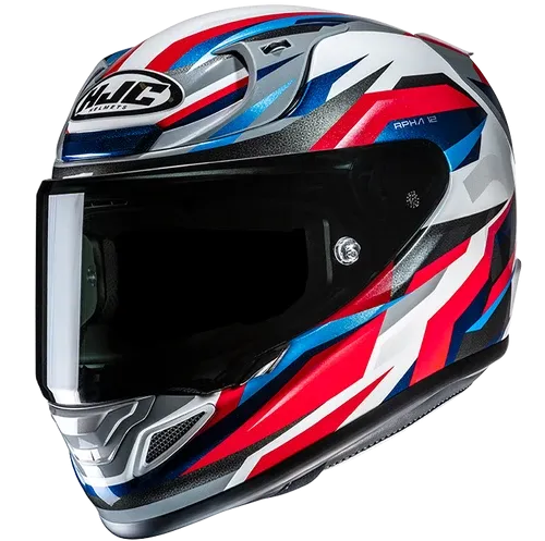 CASCO INTEGRAL HJC RPHA12 DRAVIX MC21 AZUL ROJO BRILLO