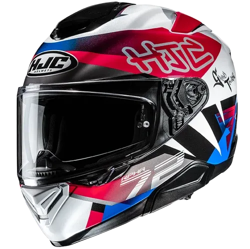 CASCO INTEGRAL HJC RPHA72 GOLDY MC21 AZUL ROJO BRILLO