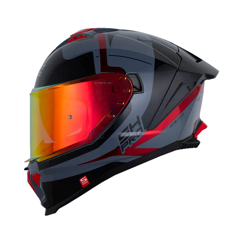 CASCO INTEGRAL SHAFT PRO 611 RS XTEPH GRIS OSCURO ROJO METALIZADO BRILLO