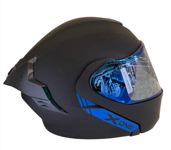 CASCO ABATIBLE X-ONE 3000 RS SOLID NEGRO AZUL MATE VISOR AZUL