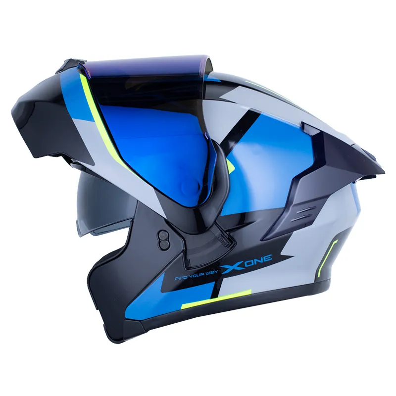 CASCO ABATIBLE X-ONE 3000 RS ENOX AZUL OSCURO AMARILLO BRILLO