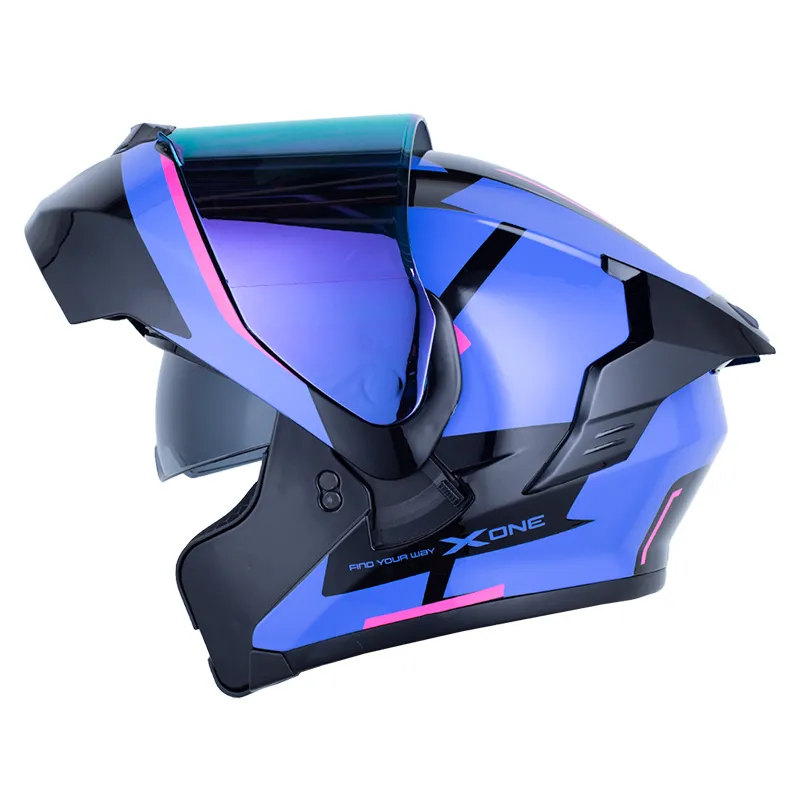 CASCO ABATIBLE X-ONE 3000 RS ENOX NEGRO FUCSIA BRILLO