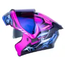 CASCO ABATIBLE X-ONE 3000 RS ENGINE FUCSIA AZUL BRILLO