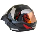 CASCO ABATIBLE X-ONE 3000 RS AIWE NEGRO GRIS OSCURO ROJO BRILLO VISOR ROJO