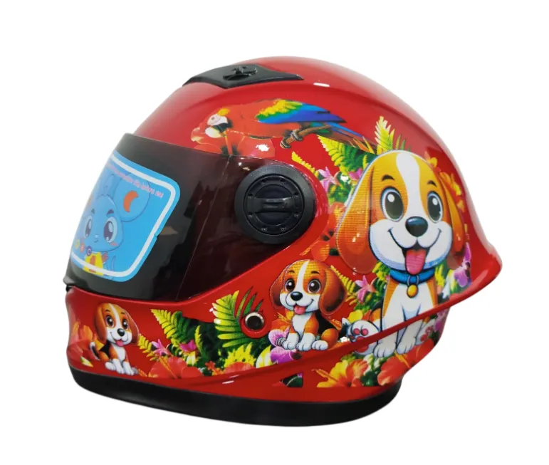 CASCO NIÑO INTEGRAL H308 PERROS ROJO BRILLO