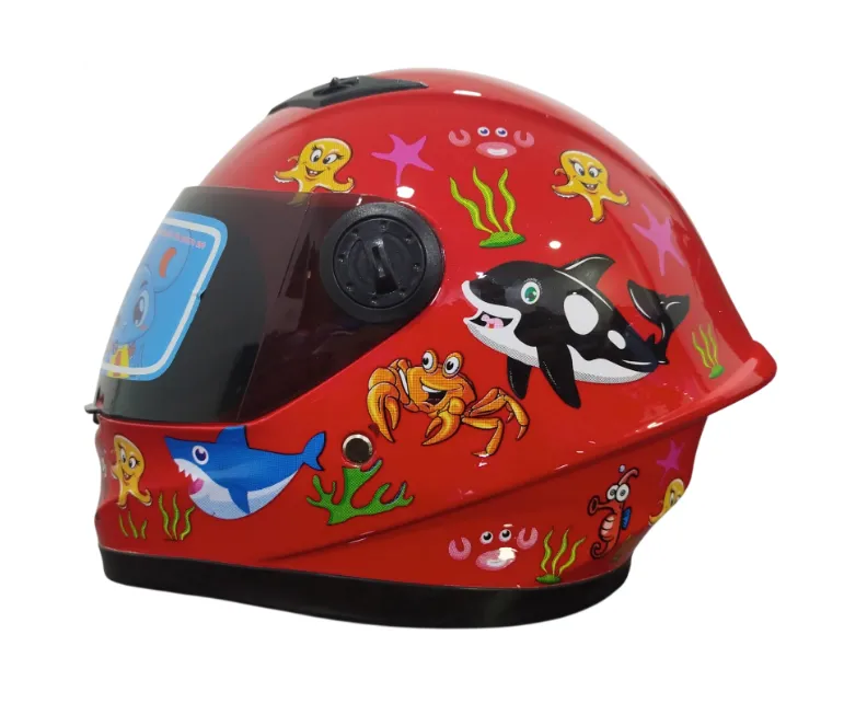 CASCO NIÑO INTEGRAL H308 ACUARIO ROJO BRILLO