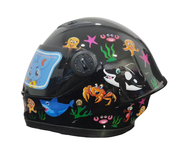 CASCO NIÑO INTEGRAL H308 ACUARIO NEGRO BRILLO