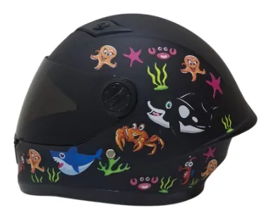 CASCO NIÑO INTEGRAL H308 BALLENA NEGRO MATE