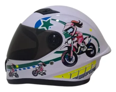 CASCO NIÑA INTEGRAL H308 MOTO BLANCO BRILLO