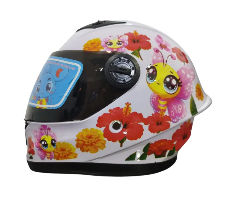 CASCO NIÑA INTEGRAL H308 AVEJA BLANCO BRILLO