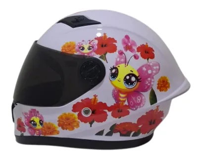 CASCO NIÑA INTEGRAL H308 MARIPOSA BLANCO BRILLO