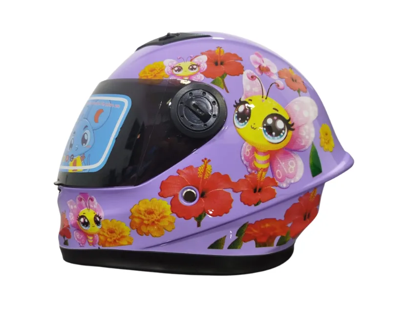 [H30811] CASCO NIÑA INTEGRAL H308 MARIPOSA MORADO BRILLO