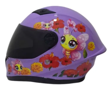 CASCO NIÑA INTEGRAL H308 MARIPOSA MORADO BRILLO