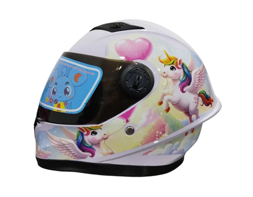 [H30818] CASCO NIÑA INTEGRAL H308 UNICORNIO BLANCO BRILLO
